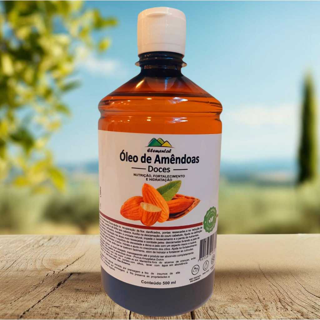 Óleo de Amêndoas Doce Puro - 500ml uso capilar e corporal em Oferta na Shopee