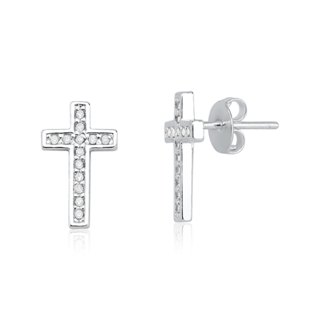 Brinco de Prata 925 Cruz com Zircônias Cravejadas em Oferta na Shopee