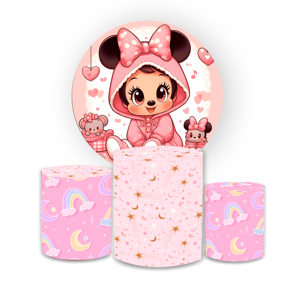 Kit Capas Festivas Para Painel e Cilindros Aniversario Decoração Lançamento Mnie Baby