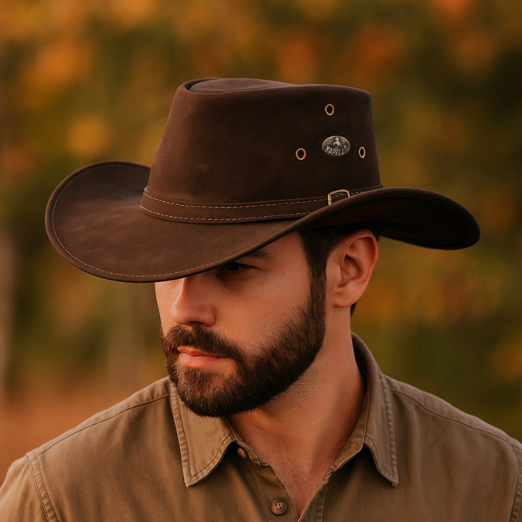 Chapéu Couro Legitimo Estilo Texano Country Cowboy Western Moda Masculina Sertaneja Elegante Rodeio