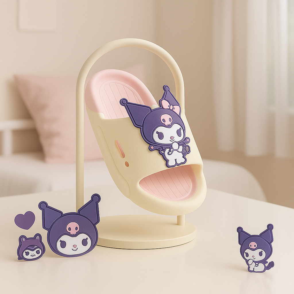 Chinelo Slide Infantil Feminina Menina kuromi bicolor macio confortável antiderrapante lançamento
