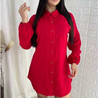 Chemise Feminina Camisão Vestido Vicolinho Manga Longa Saida de Praia Verão Com Botões em Oferta na Shopee