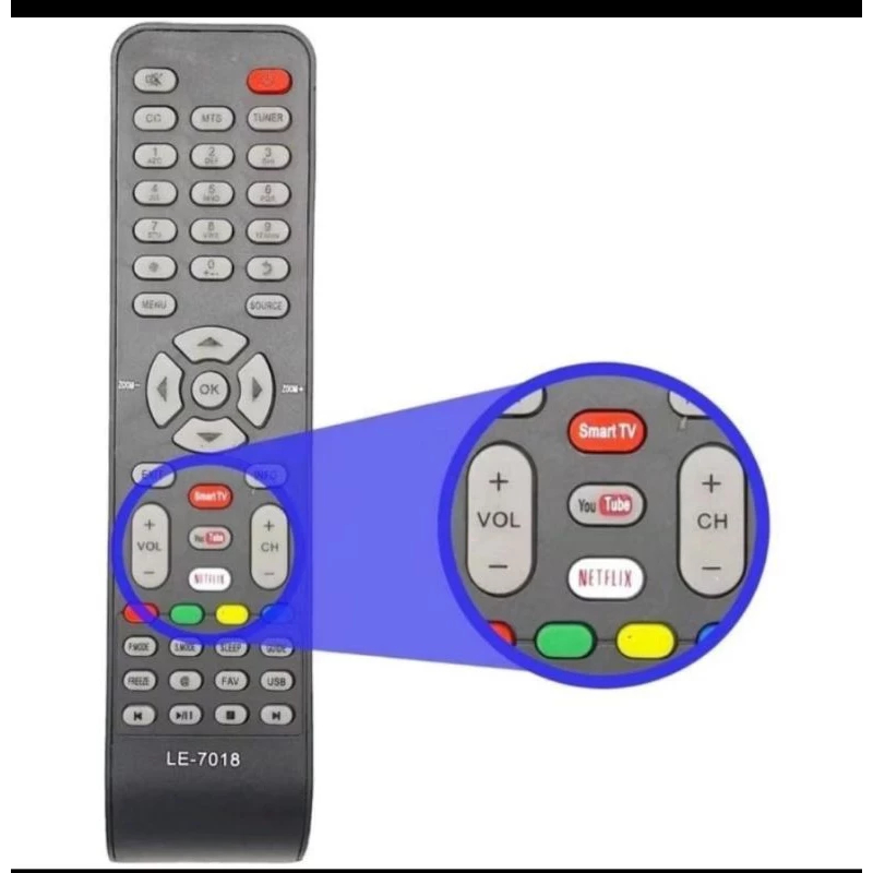 Controle Remoto LE-7018 Compatível com semp Toshiba para Televisão Smart