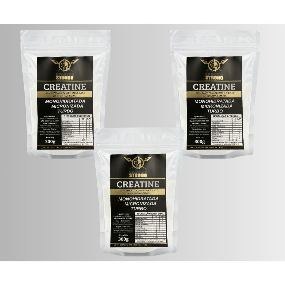 Combo 3 Creatina 900g TURBO Monohidratada Spartan Strong em Oferta na Shopee
