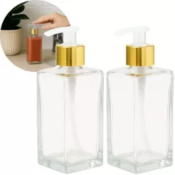 Kit 10 Porta Sabonete Vidro Retangular 250ml C/ Válvula Saboneteira Luxo