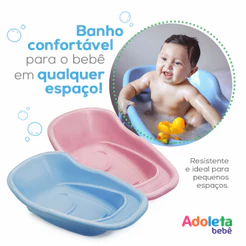 Banheira 20 Litros Infantil Bebê Grande Adoleta Rosa Azul C/ Válvula de Água