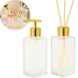 Kit 02 Vidro Para Lavabo Retangular 250ml Com tampa Difusor Luxo + Válvula Saboneteira Super Luxo e Varetas em Oferta na Shopee