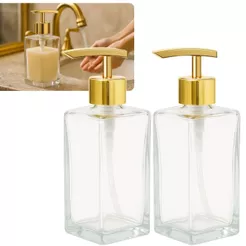 02 Porta Saboneteira Vidro Retangular 250ml Com Válvula Super Luxo Prime Para seu Lavabo Luxo