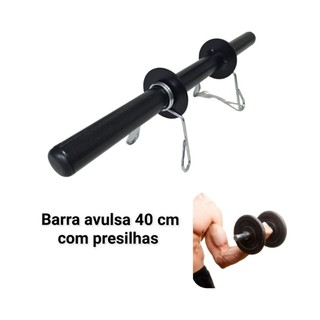 BARRA OCA HALTER 40 CM AVULSA COM PAR DE PRESILHAS ACADEMIA MUSCULAÇÃO