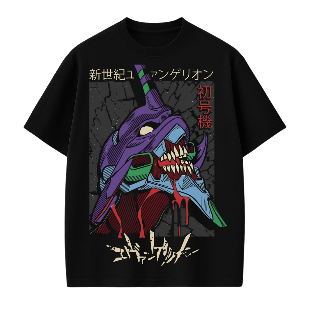 Camiseta Oversized Anime Evangelion Eva Blusa 100% Algodão Moda Geek Manga