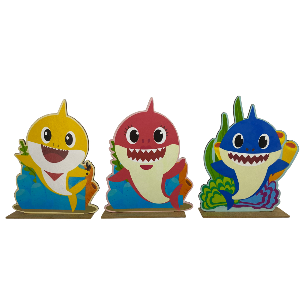 Display de Mesa Kit 3 Peças Para Festa Baby Shark MDF em Oferta na Shopee