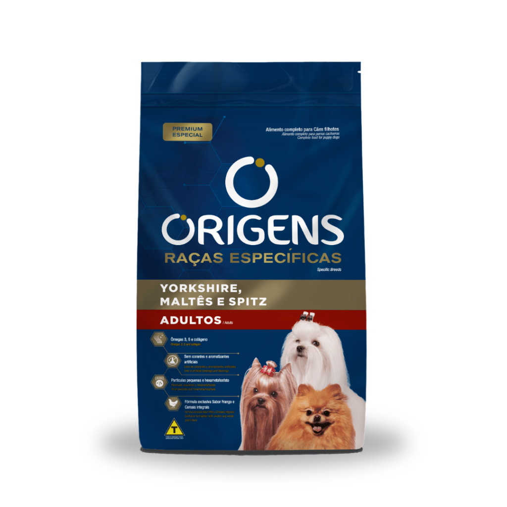 RAÇÃO ORIGENS PREMIUM ESPECIAL RAÇAS ESPECÍFICAS CÃES ADULTOS YORKSHIRE MALTÊS E SPITZ 3KG