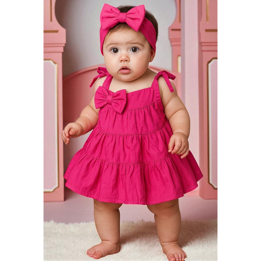 Vestido Bebê Menina Princesa Infantil Roupa Fashion Babado Elegante Estilo Encantador Mini Look Fofo em Oferta na Shopee
