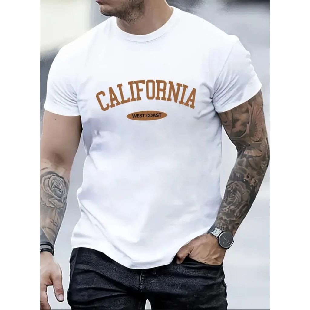 Camiseta Preta Masculina Camisa California Urban Street 100% Algodão Estampada Básica