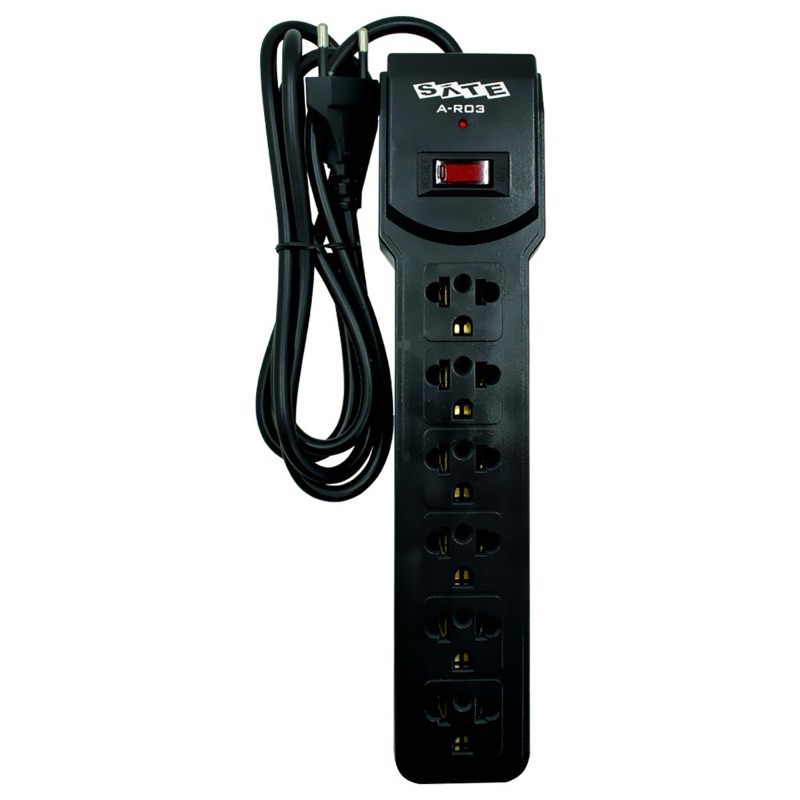 Filtro de Linha Satellite A-R03 com 6 Tomadas Universais Bivolt - Preto