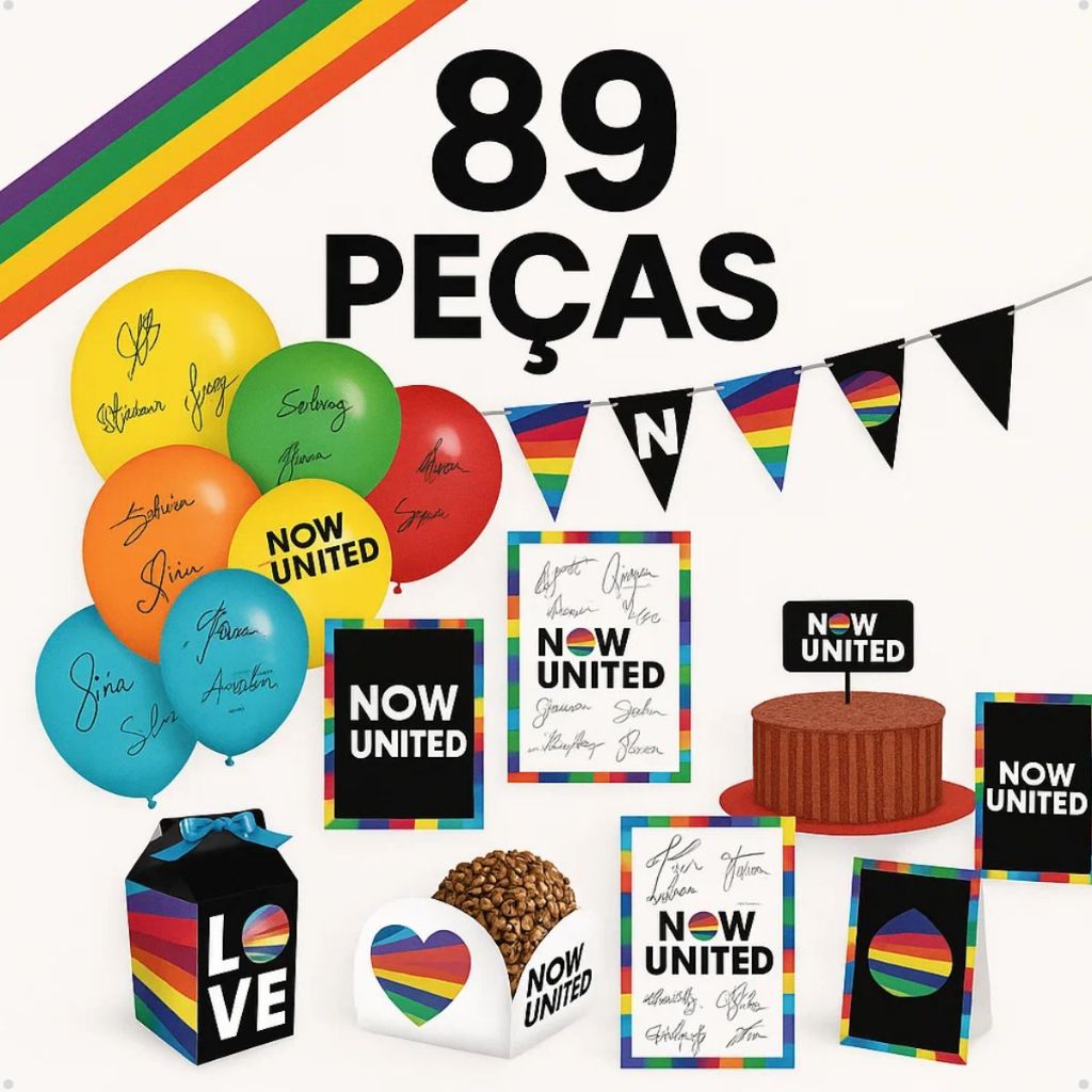 Kit Festa Completo Nw United 89 Peças  Balões, Caixinhas, Forminhas, Faixa, Quadros e Topper de Bolo