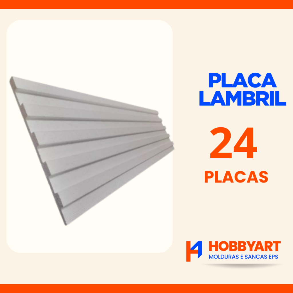 Painel Ripado Lambril 24 PLACAS 30X100X2 cm Roda Meio Isopor Acabamento Parede - Molduras e Sancas em EPS