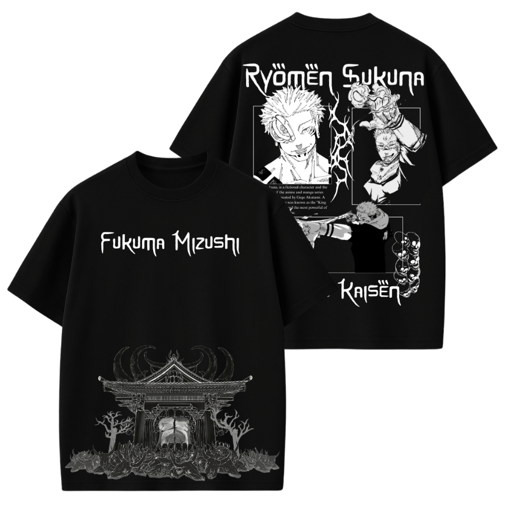 Camiseta Oversized Anime Jujutsu Kaisen Ryomen Sukuna Manga Moda Geek Blusa Unissex 100% Algodão