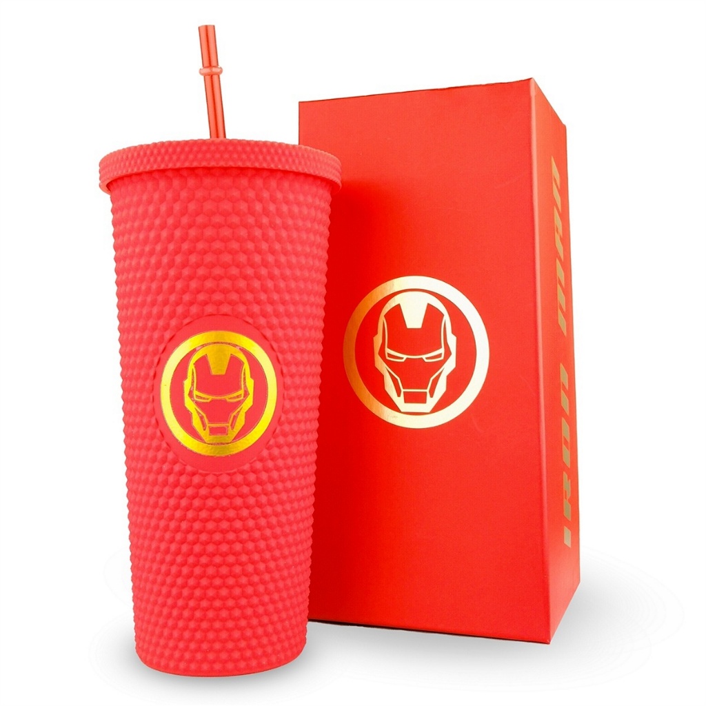 Copo Marvel Homem de Ferro Stiff Oficial 710ml Vermelho Com Canudo em Oferta na Shopee