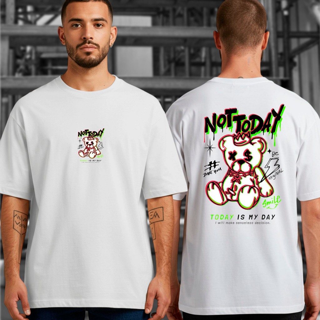 Camiseta Masculina Oversized Blusa Streetwear Algodão Camisa Larga Estampada Not Today  Envio Hoje