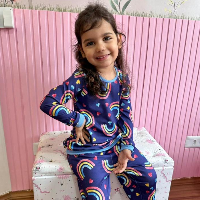 Conjunto Infantil Meia Estação Arco Íris Gotinha Malha Suplex Verão Roupa de Menina 3 a 10 Anos