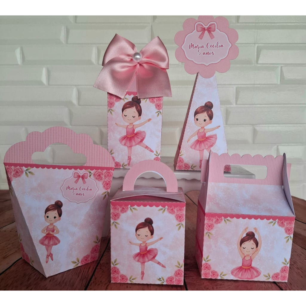 Kit Caixinhas Personalizadas da Bailarina/Lembrancinhas Personalizadas Bailarina/kit festa aniversário Bailarina