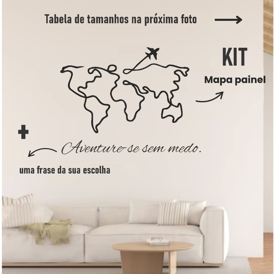 KIT quadro decorativo para sala painel + frase personalizada por você - em mdf 3mm - acompanha dupla face - APOLO DECOR