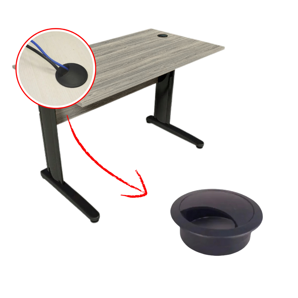 PASSA FIO PRETO PARA ACABAMENTO DE MESA DE ESCRITÓRIO 46MM
