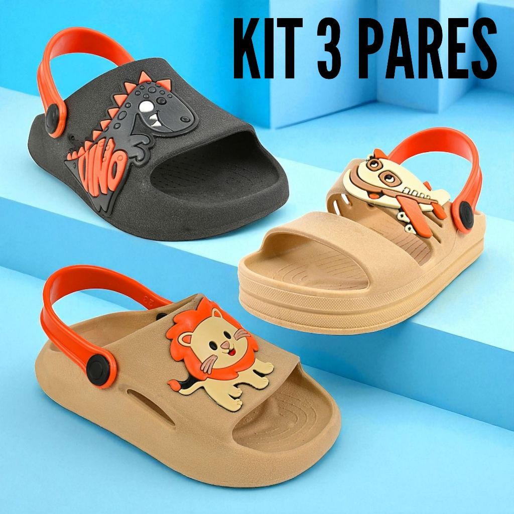 Kit 3 Pares Infantil Masculino Lançamento Para Meninos Escolar Confortável Promoção
