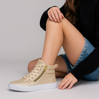 Tênis Botinha Feminina Sneaker Zíper Lateral Treino Promo Várias Cores Calce Fácil Confortável