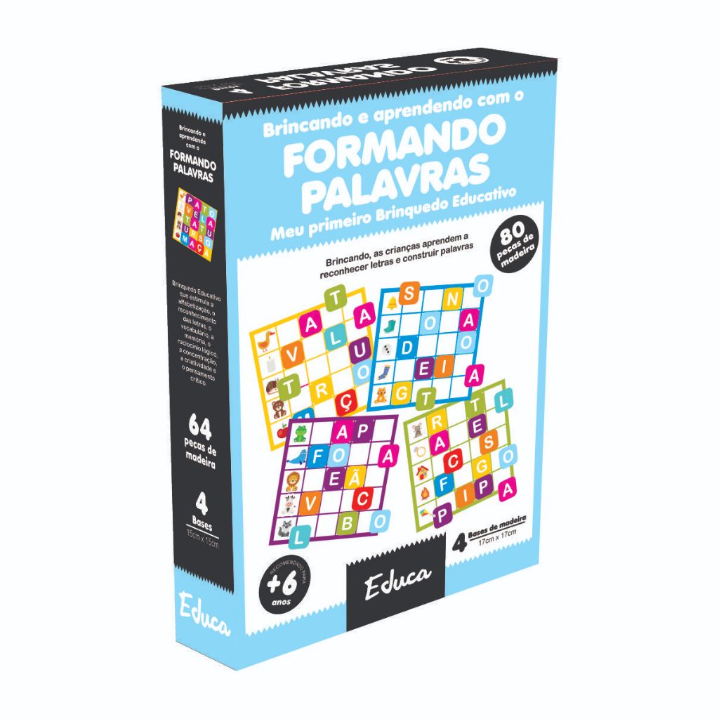 Formando Palavras 84 peças em Madeira Jogo Pedagógico  MDF Educativo Alfabetizando