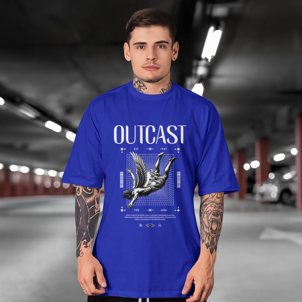 Camiseta Streetwear Outcast Angel Streetwear Masculina Manga Curta 100% Algodão