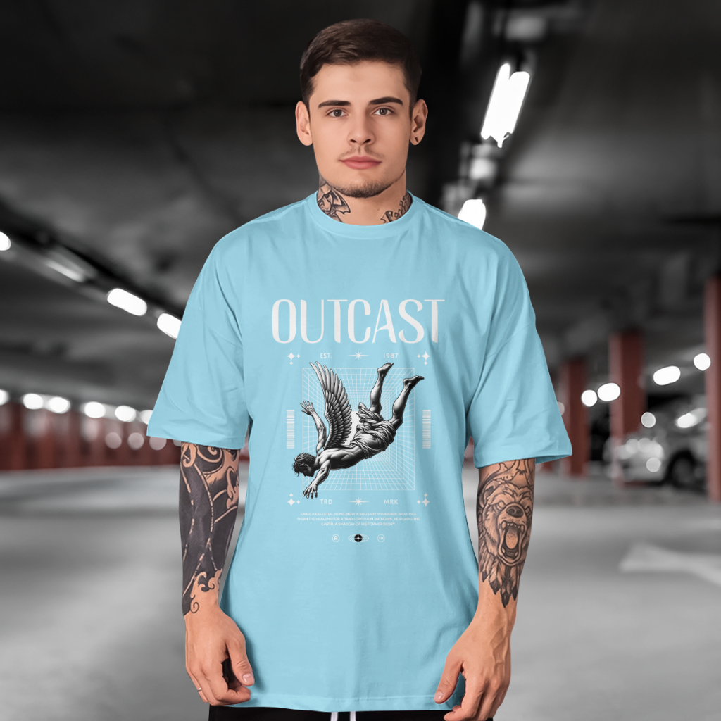 Camiseta Outcast Angel Streetwear Masculina Manga Curta 100% Algodão