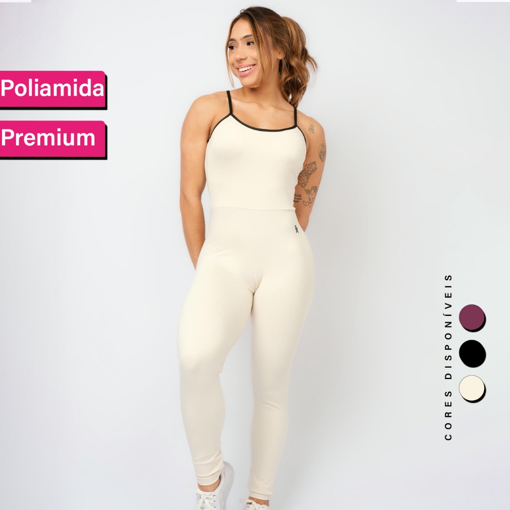 Macacão Feminino Academia Poliamida Premium Slim Zero Transparência Longo Crossfit Fitness