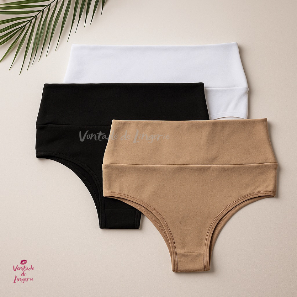 Kit 3 Cintas Em Algodão Tanga Conforto Cós Calcinha em Oferta na Shopee