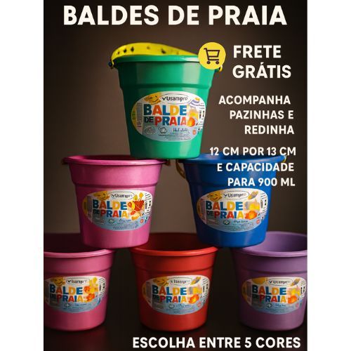 Baldinhos de Praia Infantil | Kit com Unidades Coloridas para Festas e Brindes