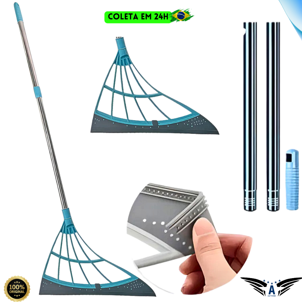 Vassoura e Rodo Mágico MOP Silicone Tira Pelo Puxa Água Limpa Seca Pisos e Janelas em Oferta na Shopee