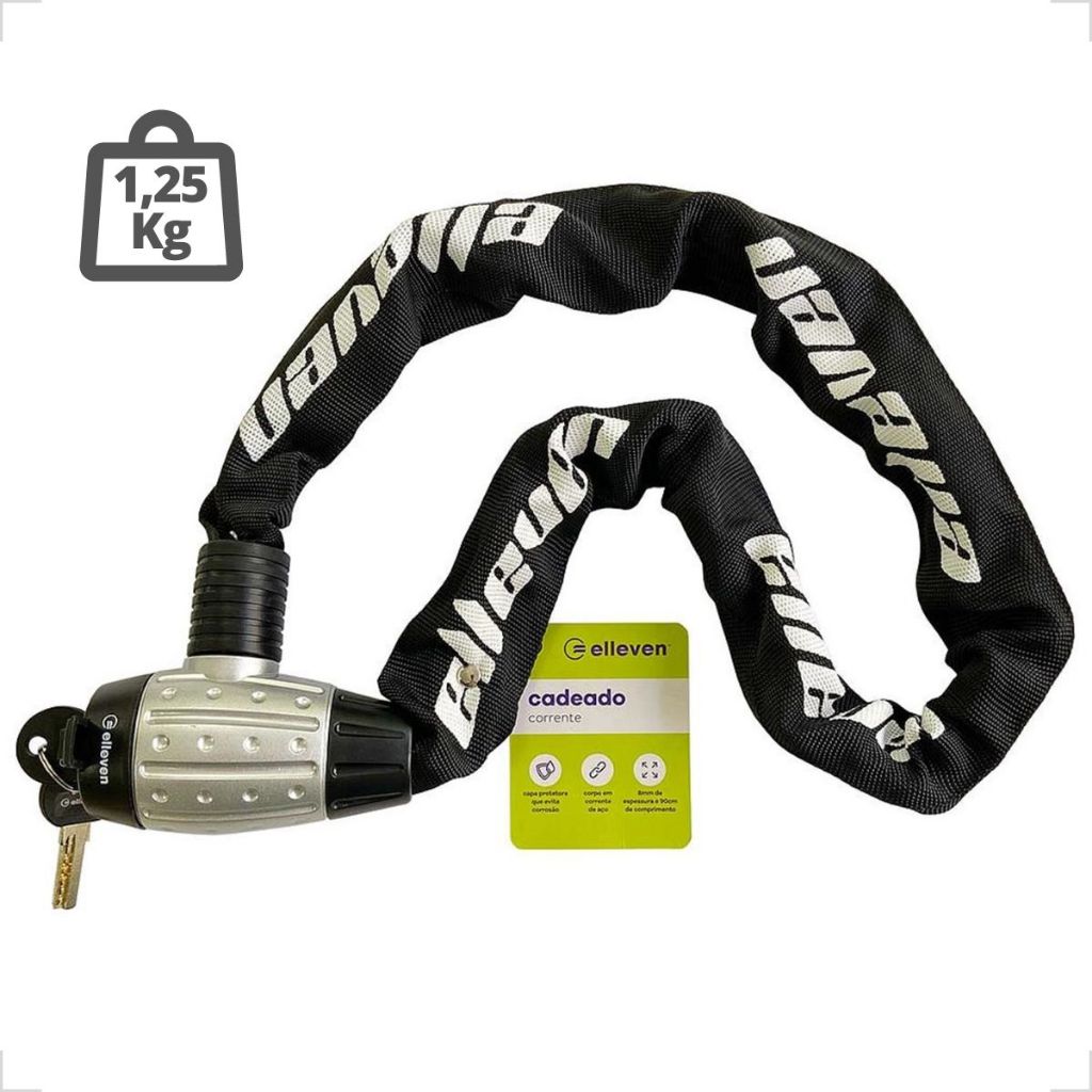 Cadeado Grosso Corrente Para Bicicleta Bike Moto Corrente Trava Com Chave Elleven em Oferta na Shopee