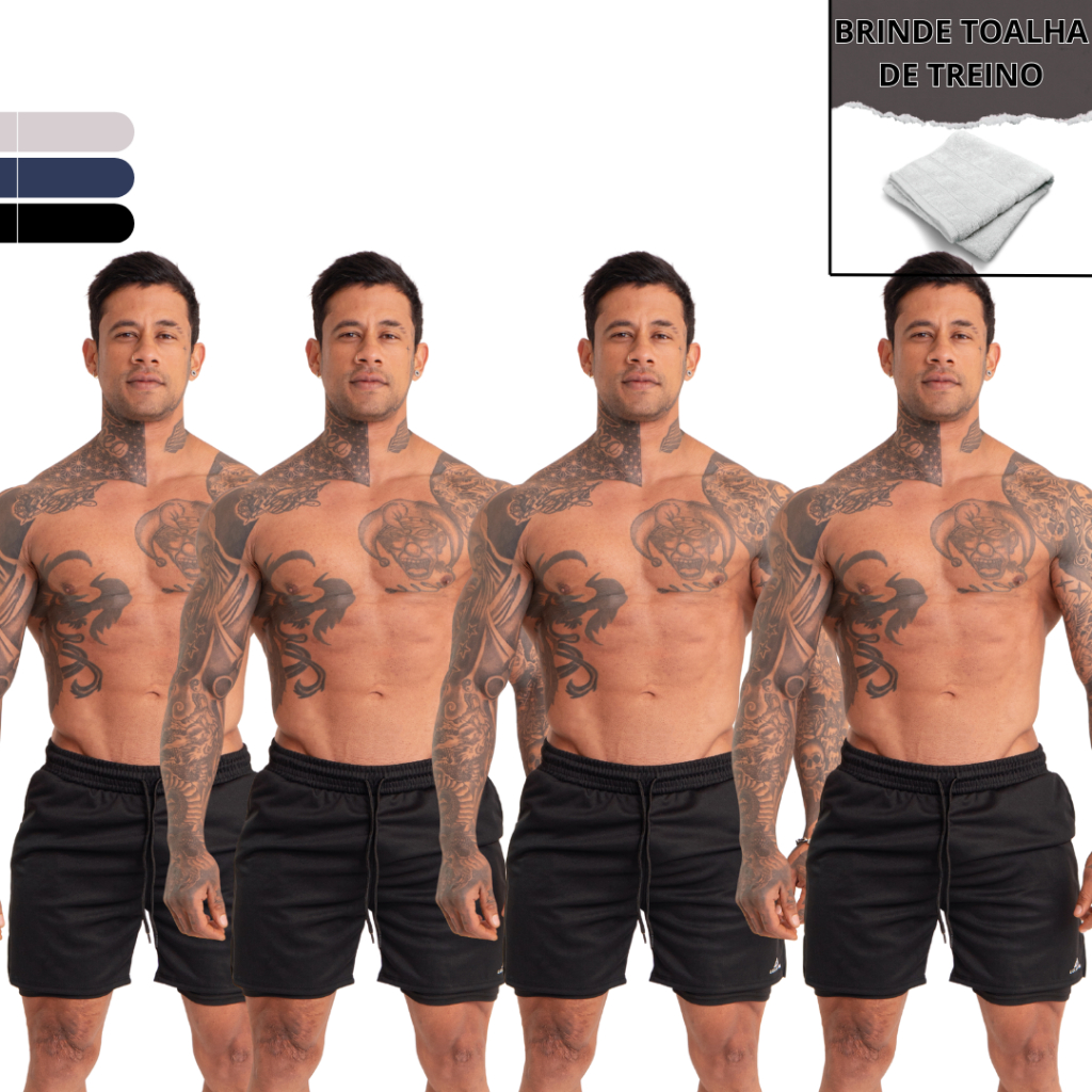 Kit 4 un Shorts MASCULINO Bolso Lateral Antiqueda p/ Caminhada Corrida Treino Esporte em geral