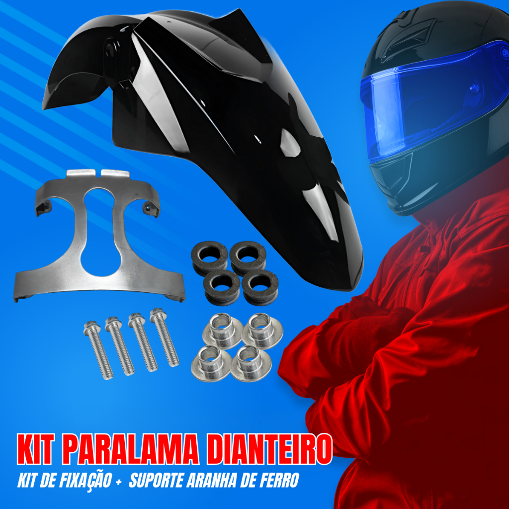 Kit Paralama Dianteiro CG Titan Fan Start 150 160 2014 a 2024 + Suporte + Bucha + Parafusos — imagem 2 de 2