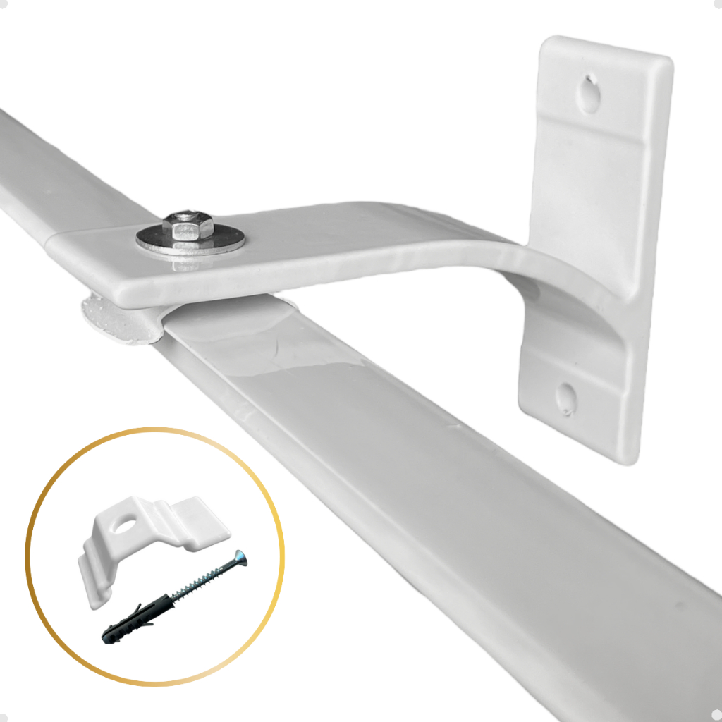 Suporte Inove Trilho Suiço Simples Instalação Parede Cortina Wave - Kit com 1/2/3/4/5/6 Un