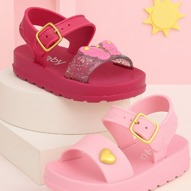 Kit 2 Pares sandália papete Infantil bebê feminina menina antiderrapante macia lançamento