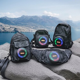 Bag - Bolsa Ombro com caixa de Som Bluetooth 3 Modelos Camuflado LED Alto-falante Multifuncional