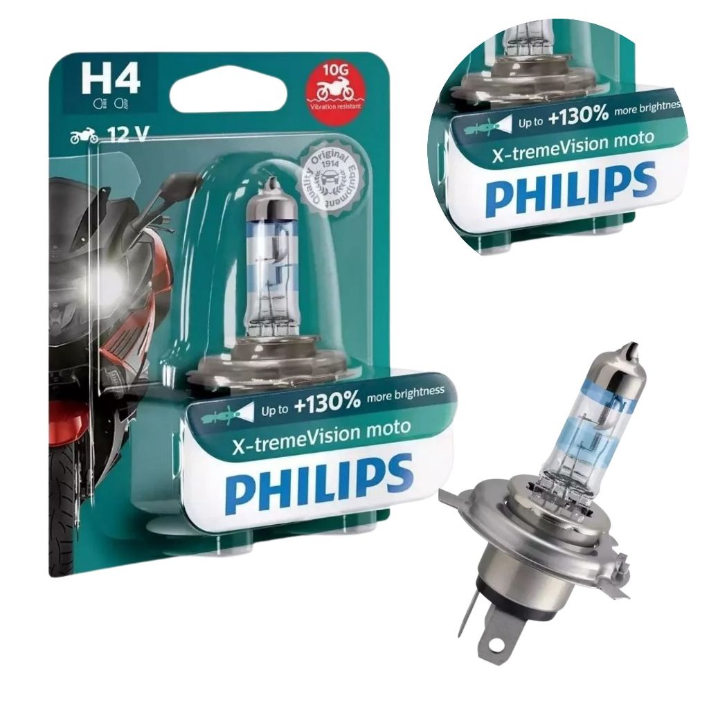 LÂMPADA PHILIPS MOTO X-TREME VISION H4 60/55W 12V - UNITÁRIA LÂMPADA PHILIPS MOTO X-TREME VISION H4 60/55W 12V - UNITÁRIA