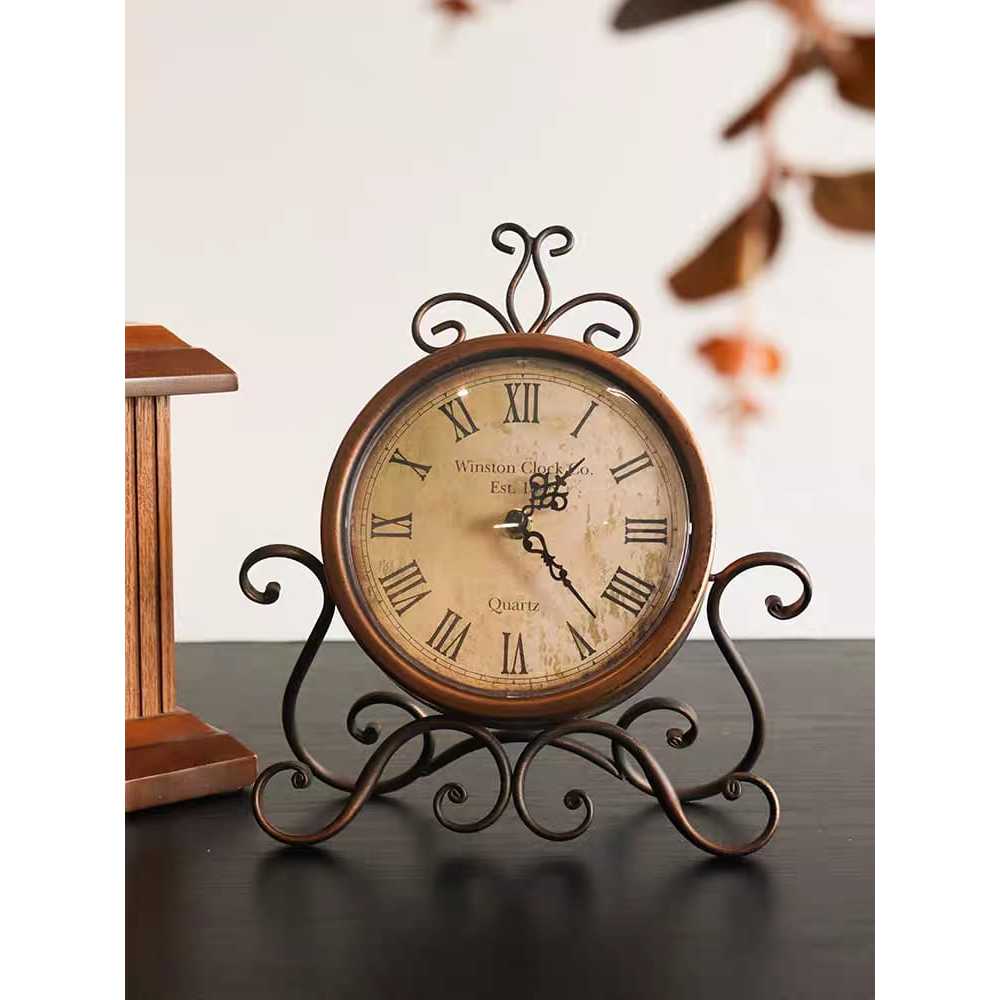 Relógio de Mesa Analógico Vintage Silencioso Estilo Retro Para Decor Metálico Marrom em Oferta na Shopee