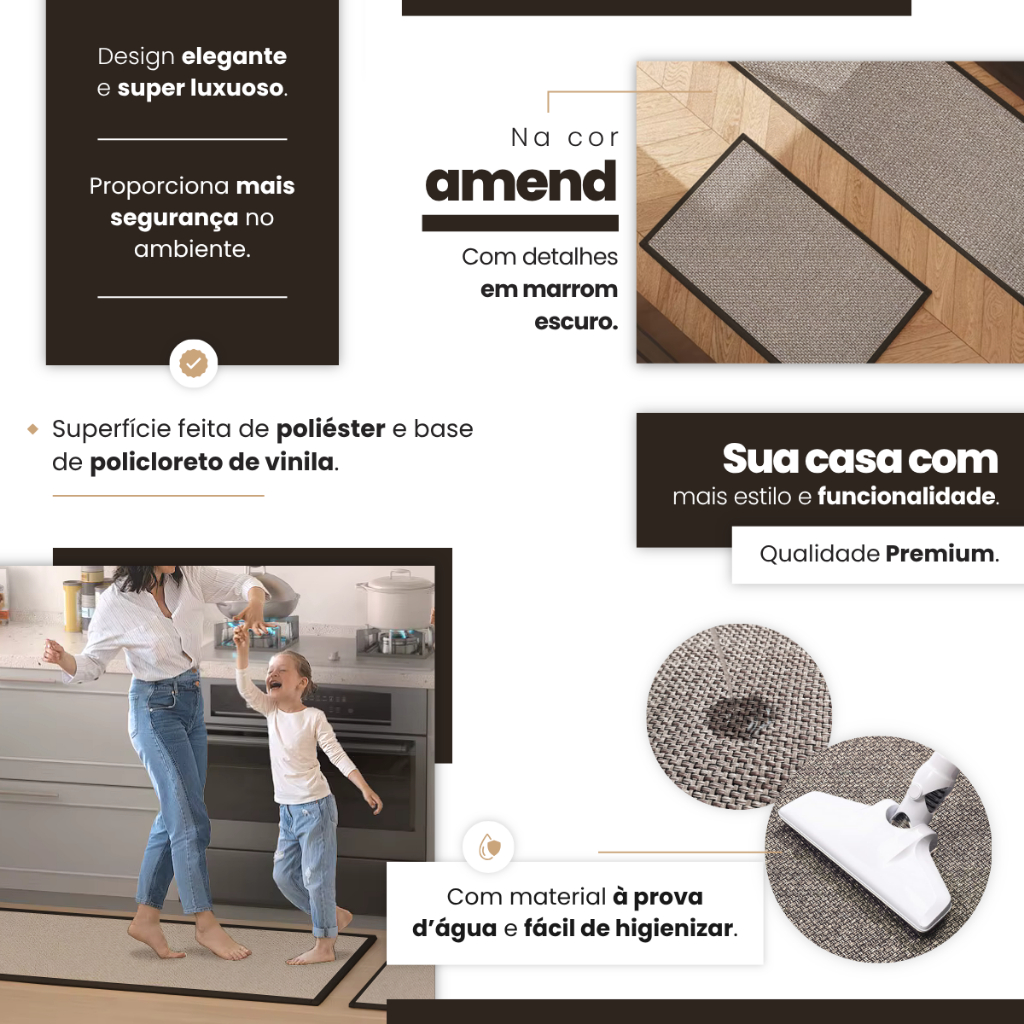 Detalhes do Tapete de Cozinha 50x70cm Antiderrapante Multi Kacyumara Cor Amend Bege Lavanderia Area Gourmet
