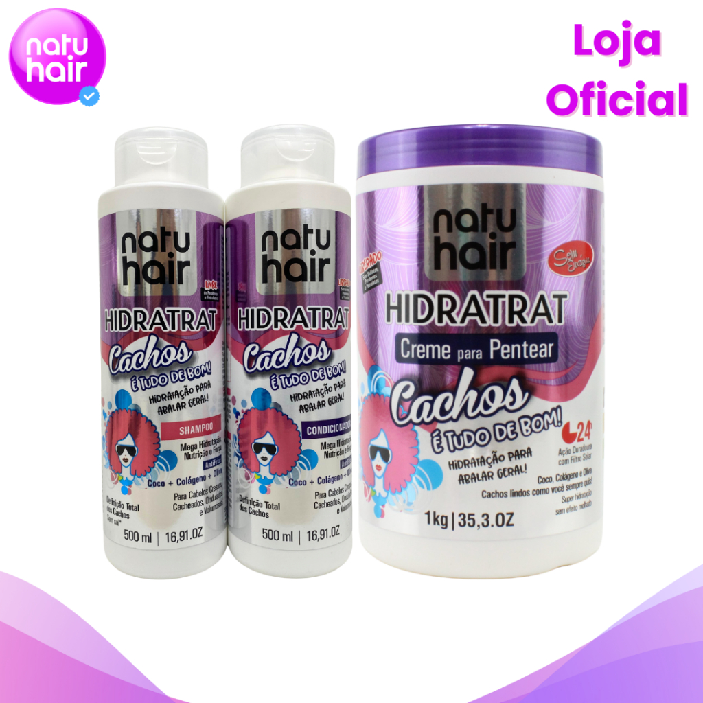 Kit Shampoo + Condicionador + Creme para Pentear Cachos é Tudo de Bom!