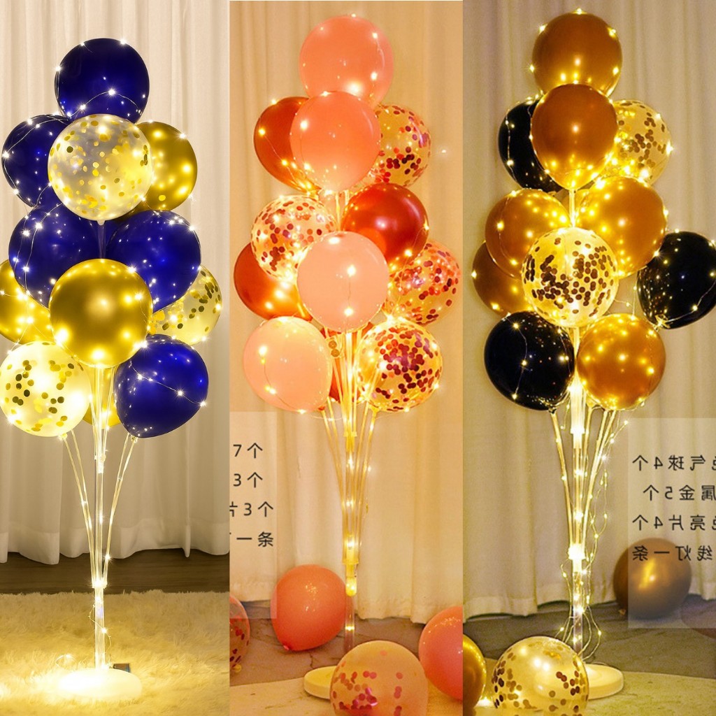 Suporte de Balão 1,68 m Com Led e 19 hastes Decoração de Festa Reutilizável