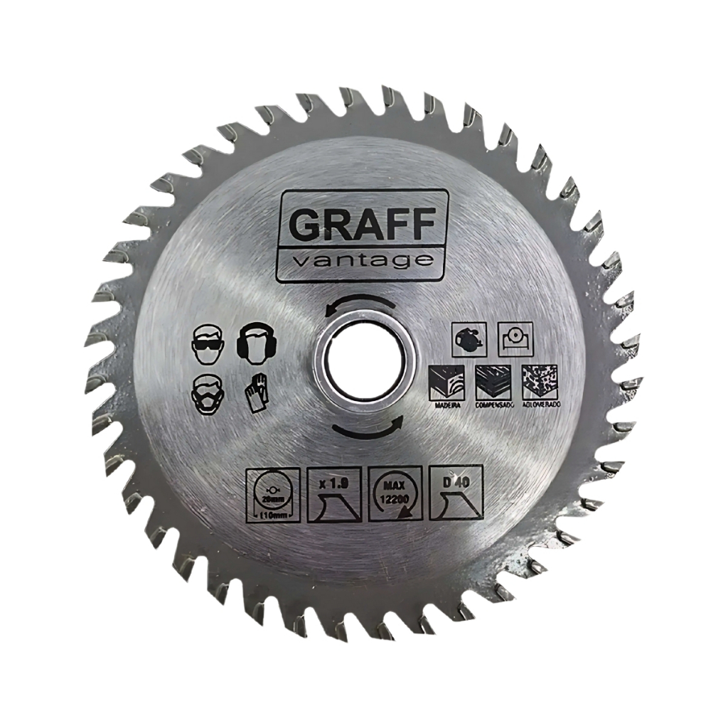 Disco de Serra com Pastilha para Madeira 4.3/8 Pol 40 Dentes Graff Vantage