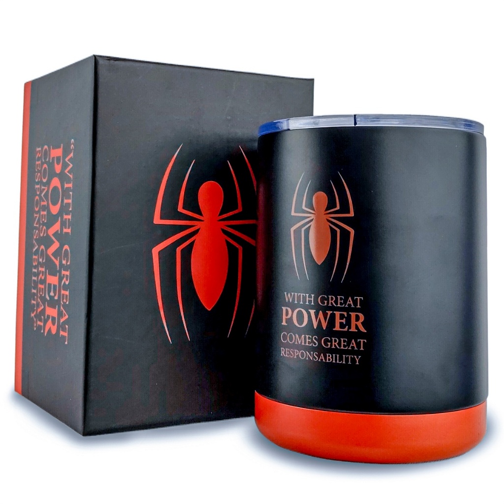 Copo Marvel Homem-Aranha Térmico Inox 300ml Tampa Preto Fosco em Oferta na Shopee